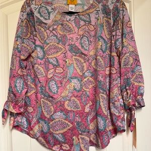 Ruby Rd. Pink Graphic Blouse with 3/4 Sleeves